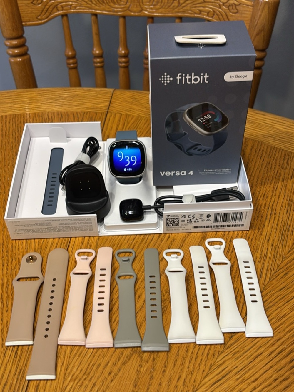 Fitbit Versa 4 Smartwatch - Blue with Multiple Interchangeable Bands